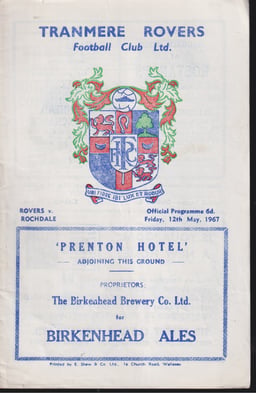 Tranmere Rovers v Rochdale Match Programme 1967-05-12